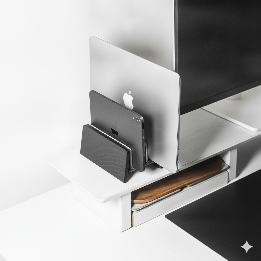 Vertical Laptop Stand | Black Wood