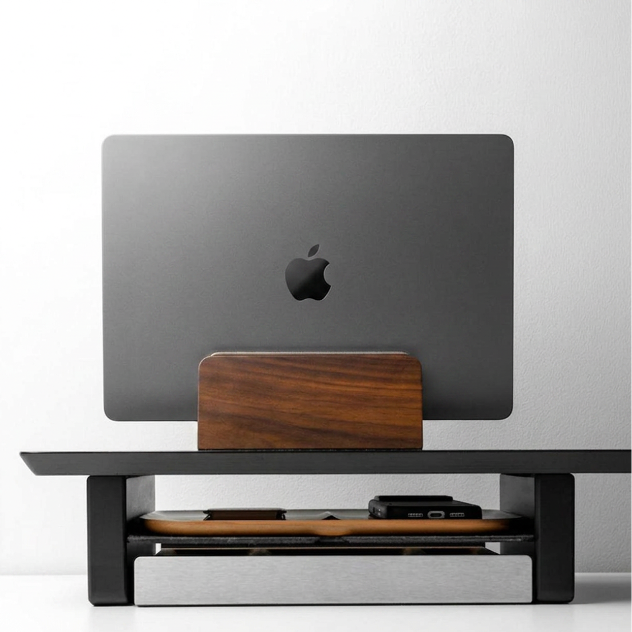 Vertical Laptop Stand | Adjustable | Walnut