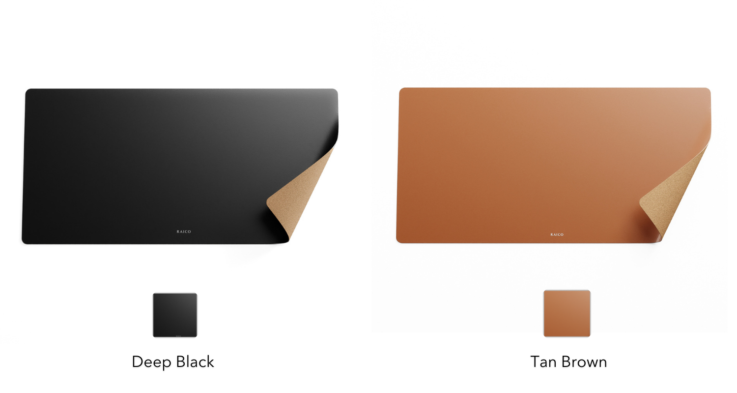 black vs tan brown leather desk mat comparison