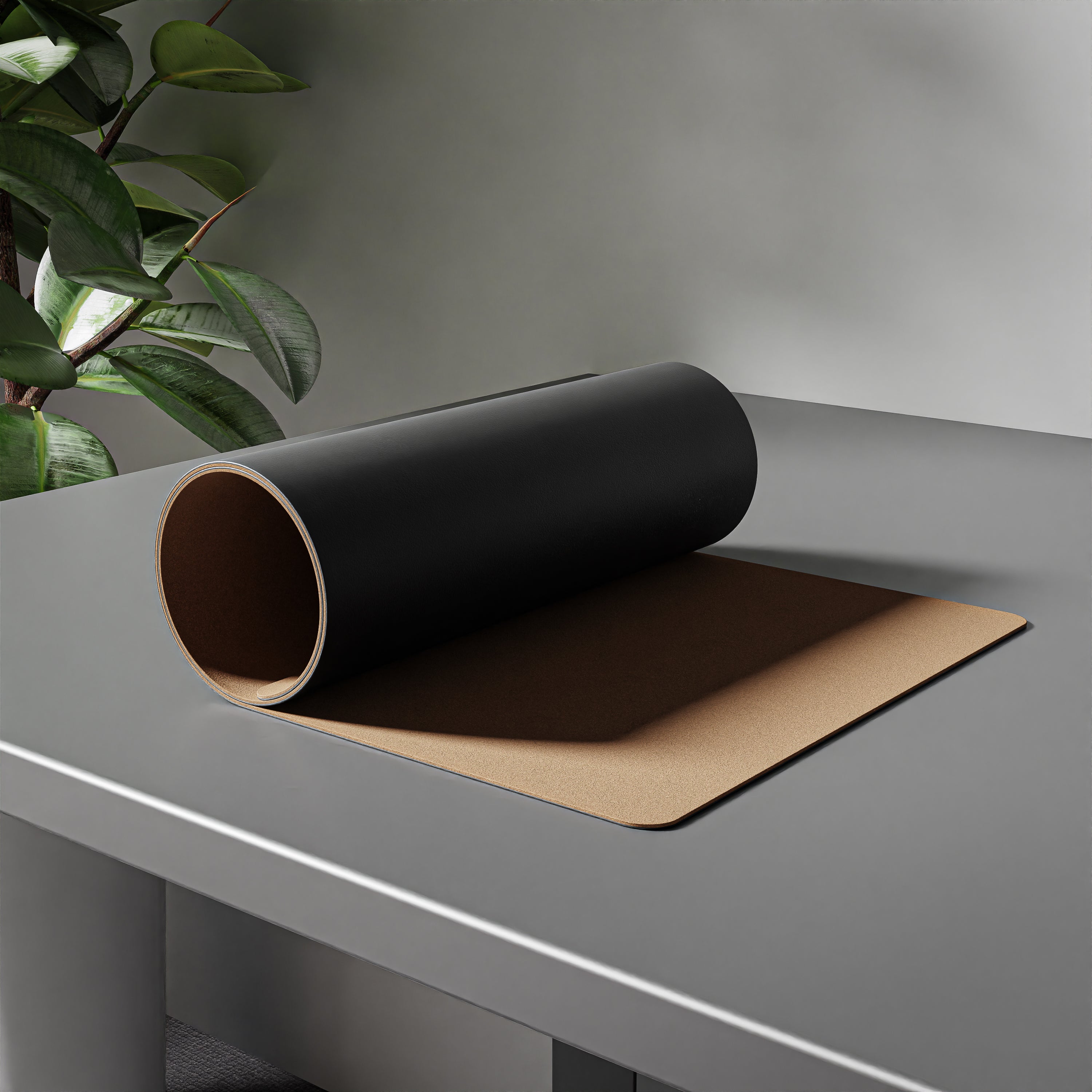 premium leather desk mat rolled