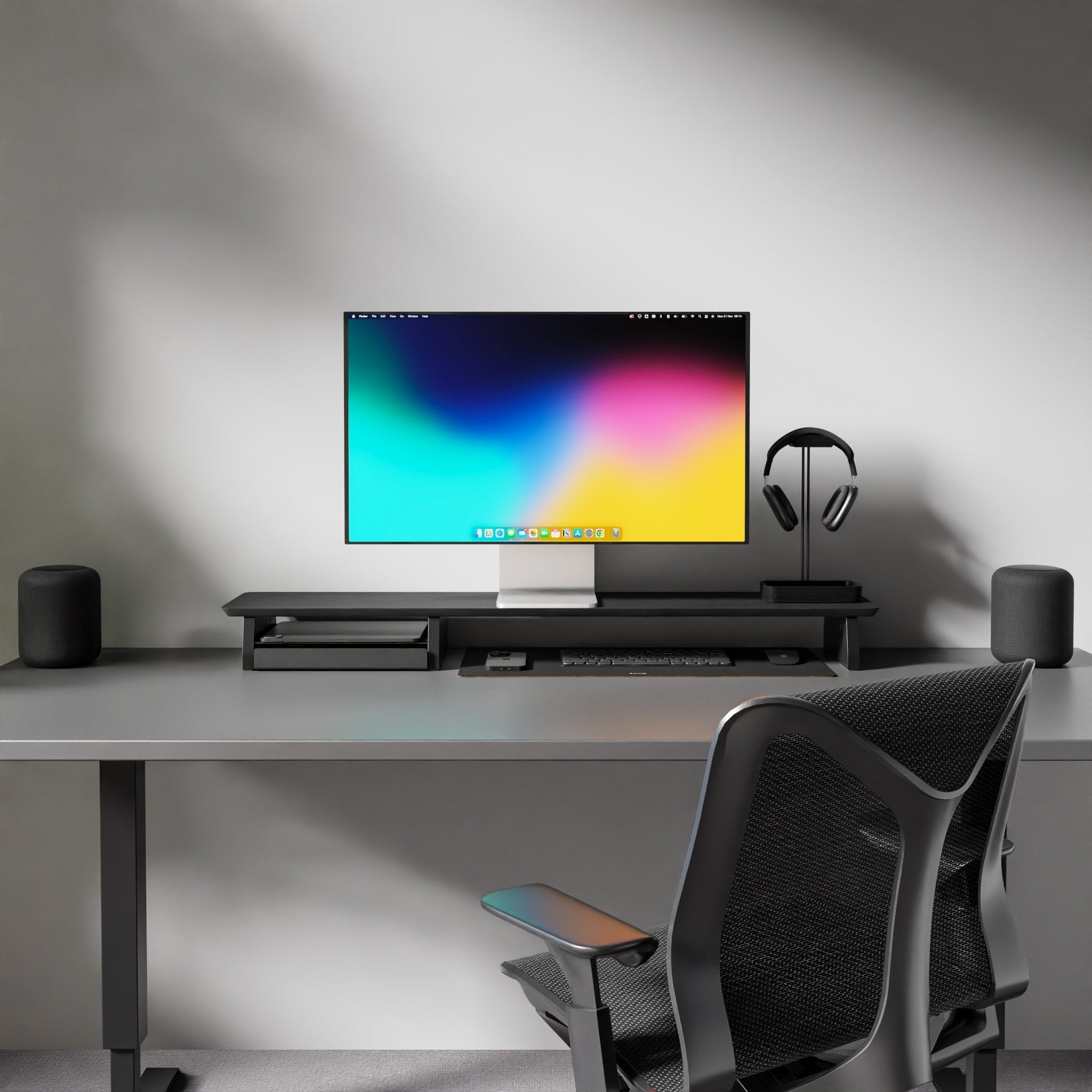 Black desk with bookshelf online
