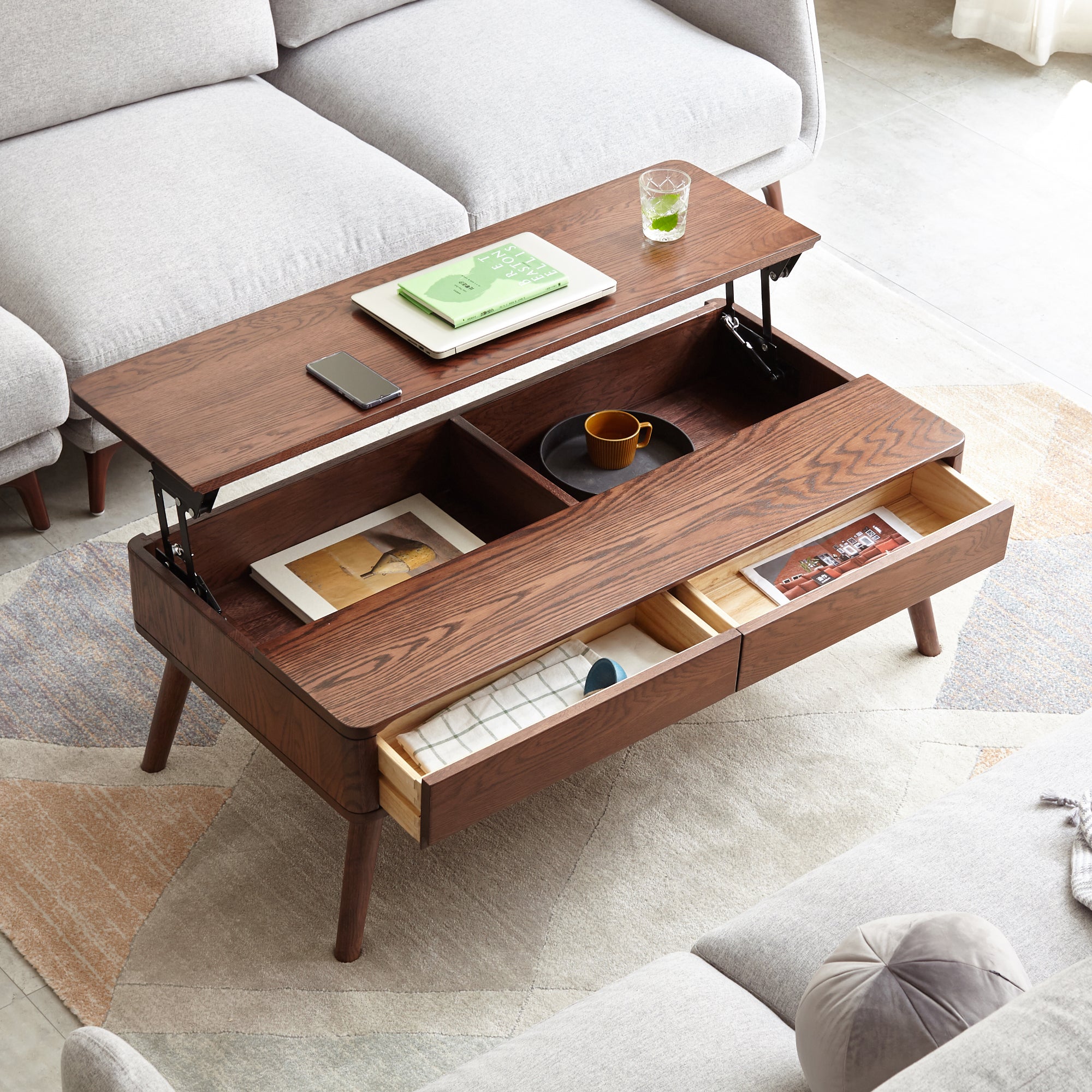 Japandi Solid Walnut Coffee Table - Raico Store