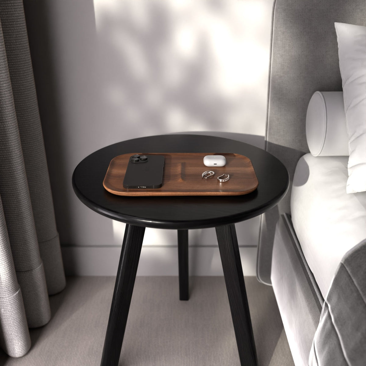 Table Rounding Vs Bedside Rounding Round Side Table Pedestal Small Black Solid Wood Round Bedside Table